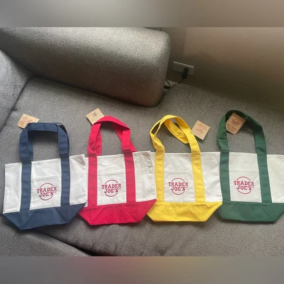 Trader Joe’s Mini Canvas Totes- Yellow, Red, Blue, Green - Picture 2 of 7